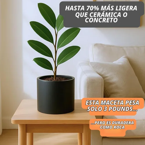 Vista 3 de Fox & Fern - Maceta (fibra de piedra) Padre NEGRO MATE