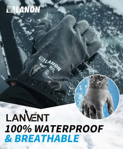Vista 5 de LANON Waterproof Winter Work Gloves, Moisture-permeable PU Coated，Warm Gloves for Freezer & Outdoor Work