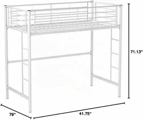 Vista 3 de Walker Edison Timothee Cama Litera Twin sobre Loft Industrial Urbana de Metal, Tamaño Twin, Blanco