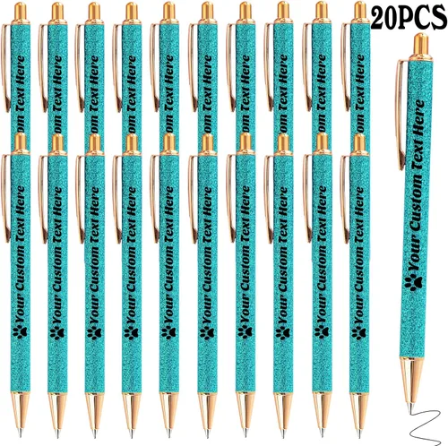 Vista 39 de 10 bolígrafos personalizados con purpurina, bolígrafos impresos personalizados a granel, bolígrafos retráctiles de tinta negra para graduación