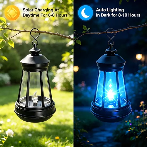 Vista 3 de Mini Solar Lantern Lights Replacement for Outdoor Statue, Blue Solar Lights Small Hanging Lantern Replacement, Waterproof Garden Decor Outdoor