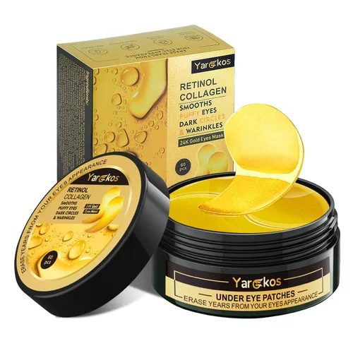 Vista 11 de 60 piezas de parches de oro de 24 K para debajo de los ojos, 30 pares de mascarillas para debajo de los ojos para ojos hinchados y tratamiento