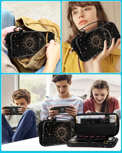 Vista 6 de 7in1 Sun Moon Witchy Switch Lite Case for Nintendo Switch Lite Carrying Cases Girly Protective Cover Dockable Skin+Thumb Grips+Game Holder+Shoulder