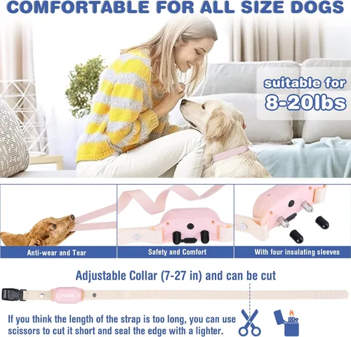 Vista 5 de Collar de choque para perro, collar de entrenamiento impermeable para perros con control remoto de 1000 pies, collar de descarga eléctrica