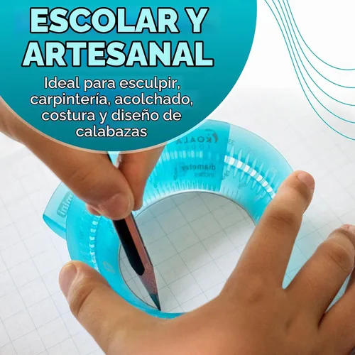 Vista 5 de Koala Tools - Mini regla de anillo para plantillas y superficies de círculos, regla circular con diámetro ajustable de 1 a 3.5 pulgadas, herramienta