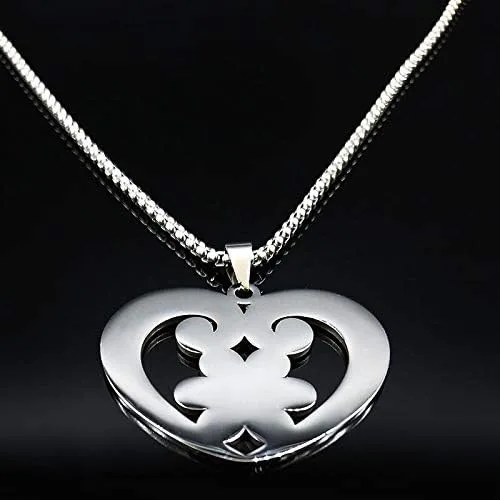 Vista 3 de KINSPORT Flower Heart Stainless Steel Statement Necklace for Women Black Enamel Necklaces Jewelry Bisuteria