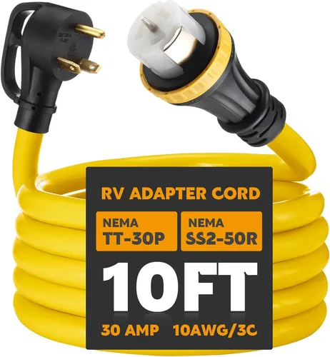 Vista 9 de Tellegloww - Cable de caravana de 25 pies, 30 amperios a 50 amperios, Tt