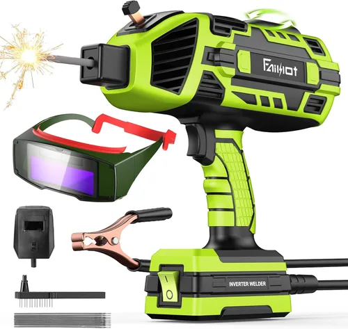 Vista 10 de Máquina de soldadura portátil de 110 V con gafas de oscurecimiento automático: Inversor IGBT de mano soldador ARC pistola soldador – 6 ajustes