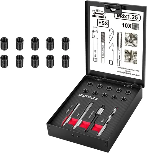 Vista 12 de BILITOOLS Kit de reparación de rosca M6 x 1.0 con inserto de buje sólido