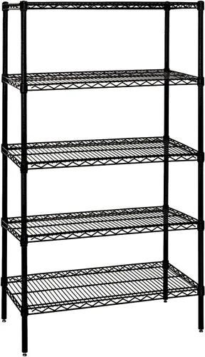 Vista 43 de Quantum Storage Systems WR74-1824BK Kit de inicio para estantería de alambre de 4 niveles de altura de 74 pulgadas, acabado negro, 18 pulgadas