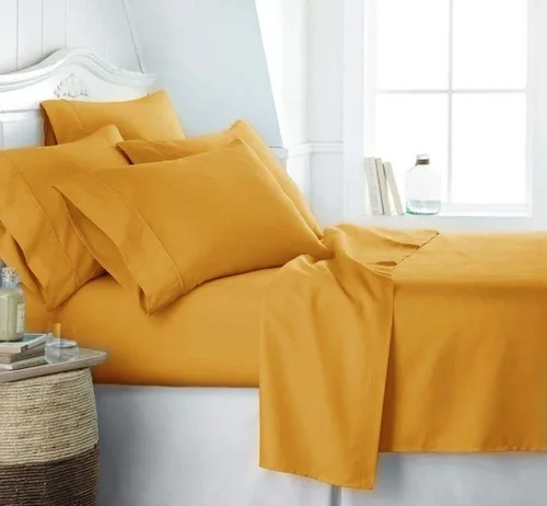 Vista 46 de Sábana egipcia beige maciza Full- 1 sábana bajera ajustable extra profunda para colchón de 16.0 in a 18.0 in