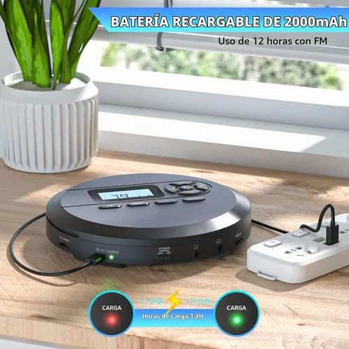 Vista 3 de DESOBRY Reproductor de CD portátil con altavoces y transmisor FM