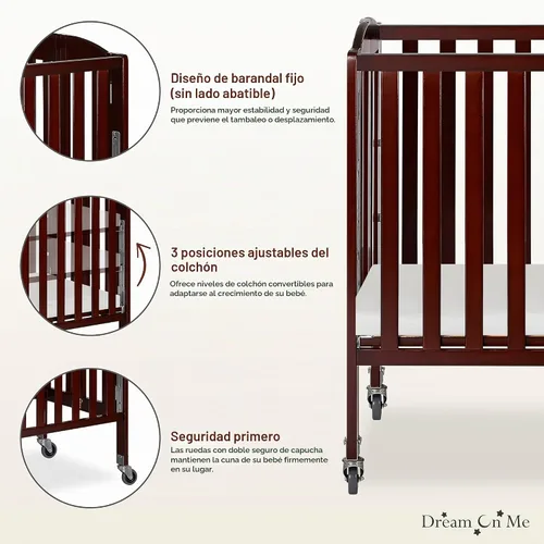 Vista 5 de Dream On Me Cuna portátil plegable 3 en 1, expreso, grande
