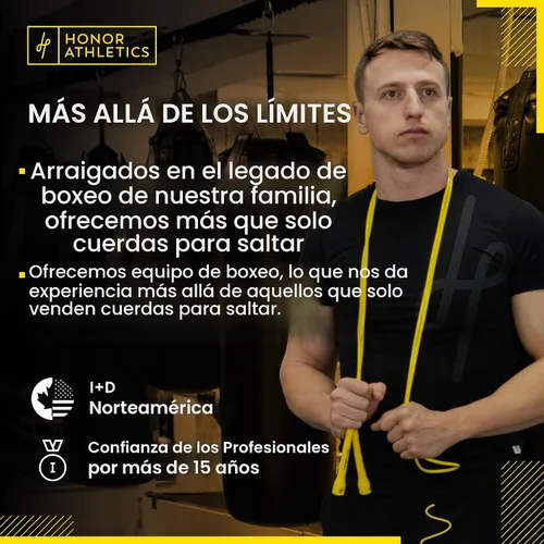 Vista 6 de Honor Athletics Cuerda de boxeo profesional 3.0 Cuerda de saltar de 0.209 in para interior/exterior ajustable para boxeo Ultra duradera, mezcla