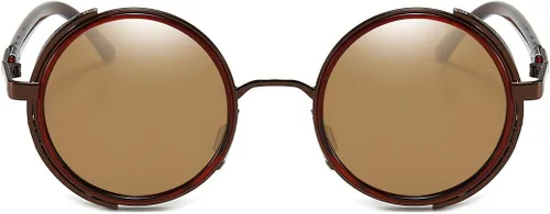 Vista 2 de Dollger Gafas de sol redondas retro vintage Steampunk con marco circular de metal