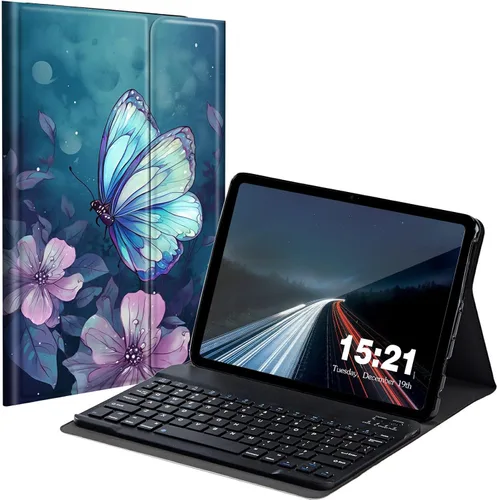 Vista 9 de Funda de teclado para Samsung Galaxy Tab S6 Lite 2022/2020, Galaxy Tab S6 Lite SM-P610/P613/P615/P619 con teclado Bluetooth inalámbrico desmontable