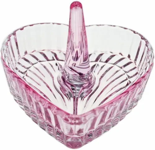 Vista 7 de Gaolinci Caja de almacenamiento de vidrio de cristal en forma de corazón con relieve Caja de joyería Caja de dulces con tapa - Ámbar