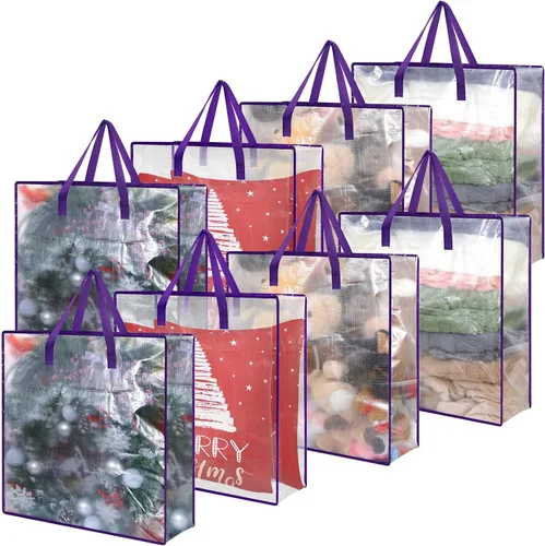 Vista 9 de 8 bolsas transparentes de almacenamiento de coronas de 26 pulgadas, contenedor de guirnaldas, guirnalda de puertas, soporte de almacenamiento de Gris