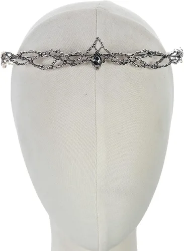 Vista 3 de Funsveta Corona de círculo de diamantes de imitación con orejas de elfo para disfrazarse de Halloween y cosplay