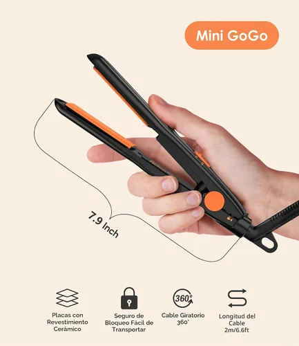 Vista 4 de Terviiix Mini plancha plana, plancha de pelo de 1/2 pulgada para hombres, naranja