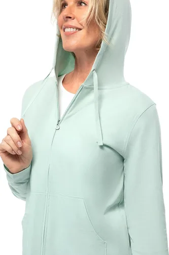 Vista 58 de Sudadera con capucha para la costa, de Coolibar, para mujer, UPF 50+, protege del sol