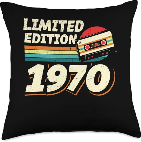 Vista 4 de Retro Limited Edition 1970 Cassette Tape 54th Birthday Throw Pillow