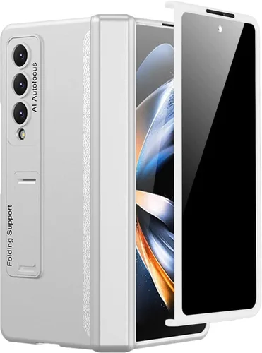Vista 9 de Miimall Funda para Samsung Galaxy Z Fold 4 con protector de pantalla de privacidad, soporte ajustable integrado y protección magnética de bisagra