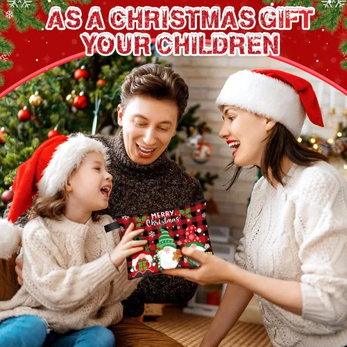 Vista 6 de Zonon Juego de 6 bolsas de maquillaje de lona de Navidad, pequeñas bolsas de cosméticos con cremallera portátil, bonita bolsa de estilo cuadros