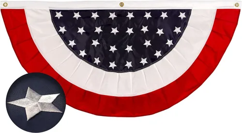 Vista 11 de G128 Bandera de abanico plisada de Estados Unidos, estrella de 1.5 x 1.5 pies, círculo central, decoración patriótica del 4 de julio, estrellas