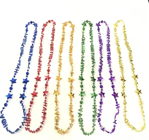 Vista 4 de 12 piezas de collar de cuentas de feliz cumpleaños suministros de regalo para fiesta