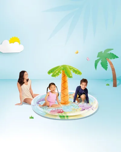 Vista 2 de INTEX Piscina inflable de palmera: colores tropicales vibrantes, pulverizador de agua, 68 x 41 pulgadas, para niños a partir de 2 años