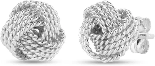 Vista 2 de LeCalla Aretes de plata de ley con nudo de amor, aretes ligeros de diseño italiano trenzado para mujer