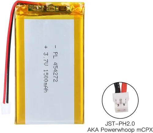 Vista 5 de 3.7V 1500mAh 454272 batería de iones de polímero de litio batería recargable Lipo con conector de paso de pH 0.079 in
