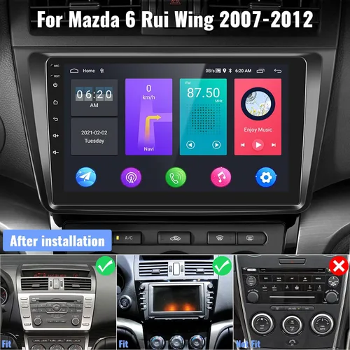 Vista 2 de [2+32GB] Android 13 Car Stereo para Mazda 6 2007-2012,9 pulgadas pantalla táctil coche radio Android unidad principal con enlace espejo navegación