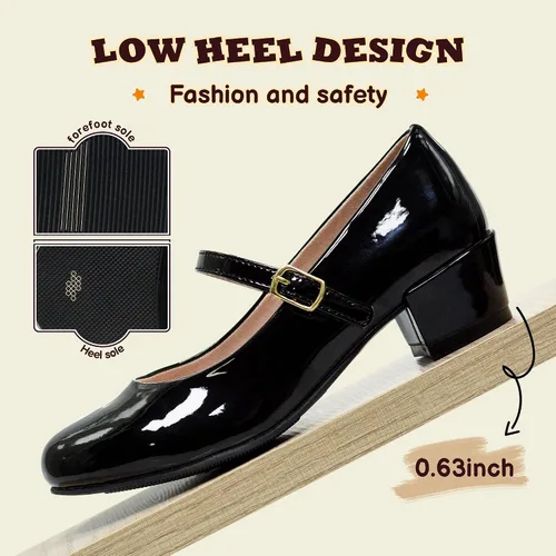 Vista 5 de Zapatos de vestir para niñas, zapatos de vestir Mary Jane para niñas, zapatos de princesa para boda, fiesta, niña, zapatos escolares de tacón bajo