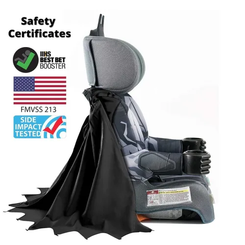 Vista 2 de KidsEmbrace - Asiento elevador de seguridad para niños 2 en 1 con arnés para automóvil, Batman de DC Comics, negro (3001BAT)