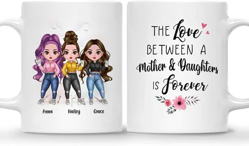 Vista 12 de Gossby Taza personalizada para madre y 1 hija, como madre como hija, regalos para madre, mejores tazas de café para madre, taza personalizada