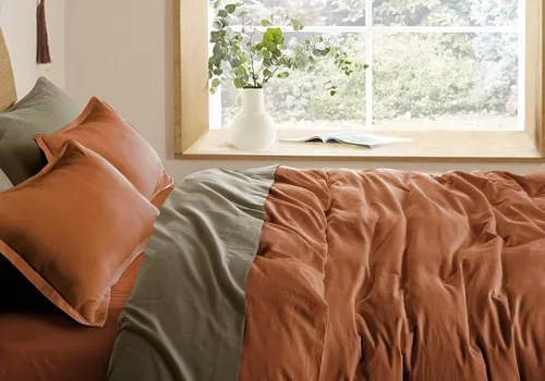 Vista 15 de Get Bed Ready Juego de funda de edredón de algodón lavado a la piedra, estilo casual, cambray, color sólido, relajado, suave, sensación moderna