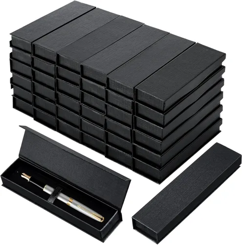 Vista 8 de Gersoniel 6 cajas para bolígrafos de regalo, estuche negro vacío para bolígrafos con cojín, caja de cartón, vitrina para regalo de joyería, regalo