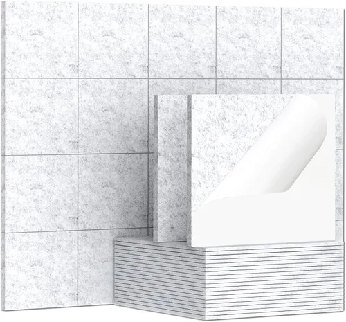 Vista 9 de TroyStudio 20 piezas de paneles acústicos autoadhesivos - Paneles absorbentes de sonido de 12 x 12 x 0.32 pulgadas, paneles de sonido decorativos