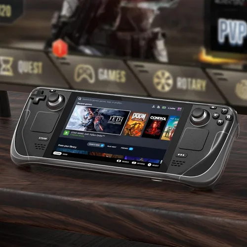 Vista 8 de HEYSTOP - Funda protectora para Steam Deck 2022 funda de vapor transparente cubierta suave de TPU con protección completa absorción de golpes diseño
