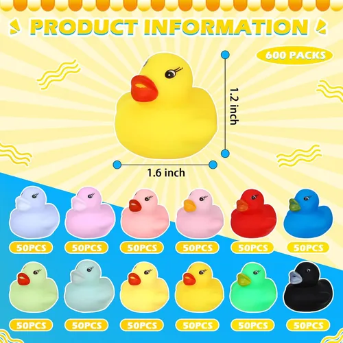 Vista 2 de Mini pato de goma a granel, juego de juguetes de baño a granel, mini patos coloridos para baby shower, decoración de fiesta de cumpleaños, regalo