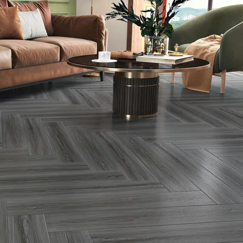 Vista 2 de Tablones de madera gris oscuro, adhesivos para azulejos de suelo para baño, dormitorio, azulejos de vinilo para cocina, impermeables, autoadhesivos