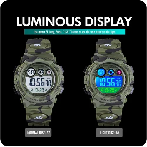 Vista 5 de CakCity Kids Watches Digital Sport Watches for Boys Girls Outdoor Waterproof Watches with Alarm Stopwatch Military Child Wrist Watch Ages 5-10