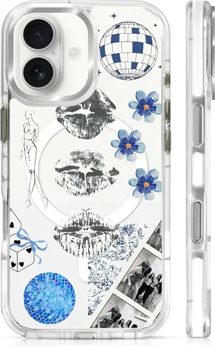 Vista 26 de Funda para iPhone 13 Pro, transparente con bonito patrón de tiburón azul, compatible con Magsafe funda protectora suave para mujeres y niñas (blanco)