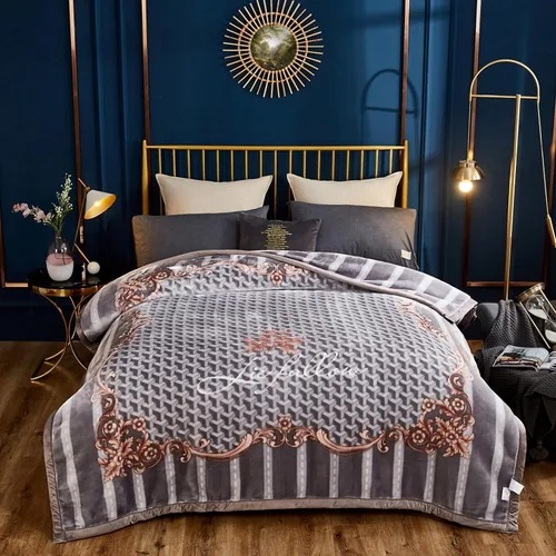 Vista 12 de LGYKUMEG Manta pesada de visón coreano, tamaño Queen de 79 x 91 pulgadas, sedosa suave y cálida, manta de cama Raschel reversible de 2 capas, 9