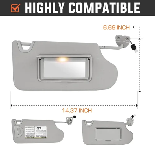 Vista 6 de Youxmoto Visera solar del lado izquierdo del conductor y del lado derecho del pasajero para Nissan Altima 2013 2014 2015 2016 2017 2018, reemplazo