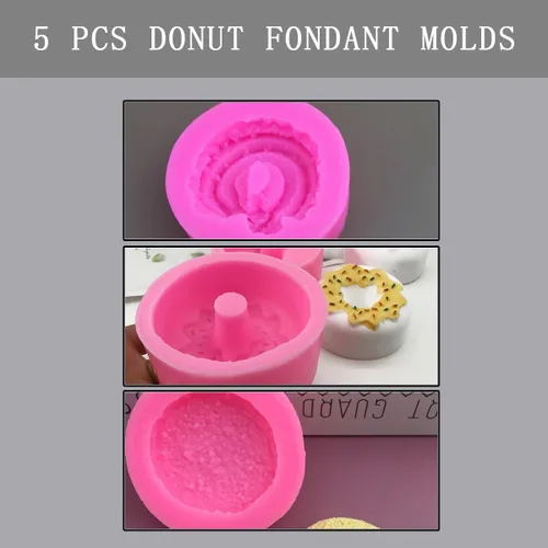 Vista 3 de KuuGuu 5 moldes de dona para fondant antiadherentes, aptos para lavavajillas, resistentes al calor, para tapetes de impresión, fondant barroco