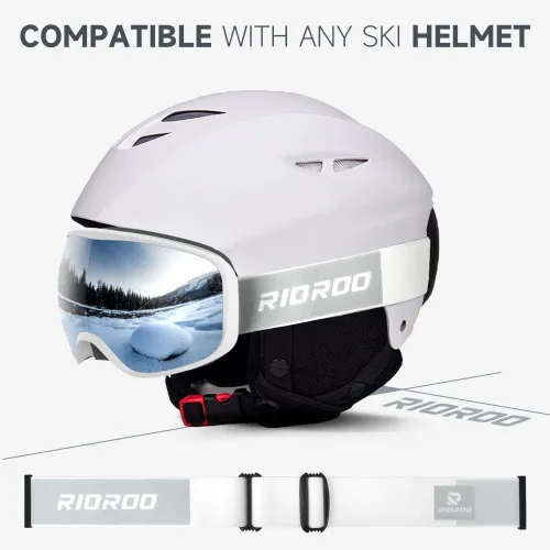 Vista 7 de Gafas de esquí de snowboard para hombres, mujeres, adultos, jóvenes, sobre gafas OTG/100% protección UV, antivaho/visión amplia