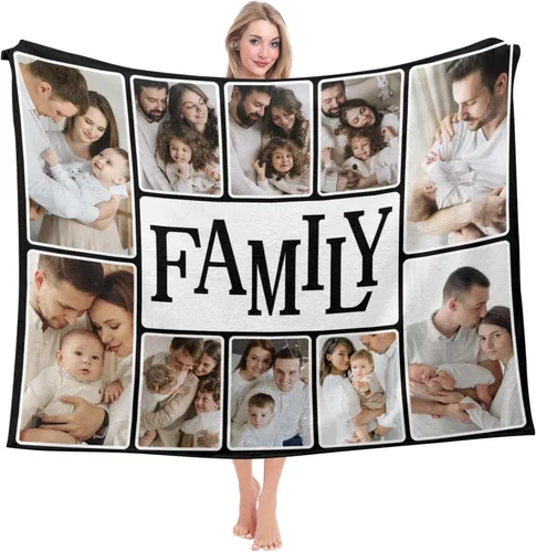 Vista 13 de Mantas personalizadas con fotos, manta personalizada con imagen para familia, mamá, papá, parejas, bebé, manta de fotos personalizada con collage